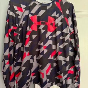NWOT Under Armour Red and Gray Patterned Long Sleeve Shirt Youth Boys’ XL